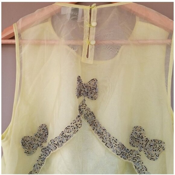 ASOS Lime Green Tulle Beaded Backless Mini Dress – Size 14 – Party Ready - Picture 3 of 6